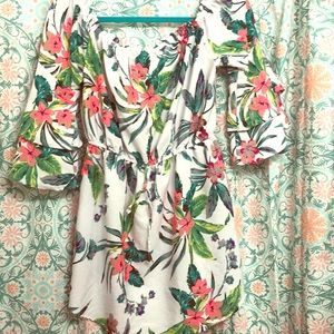 Tropical off the shoulder dress for summertime